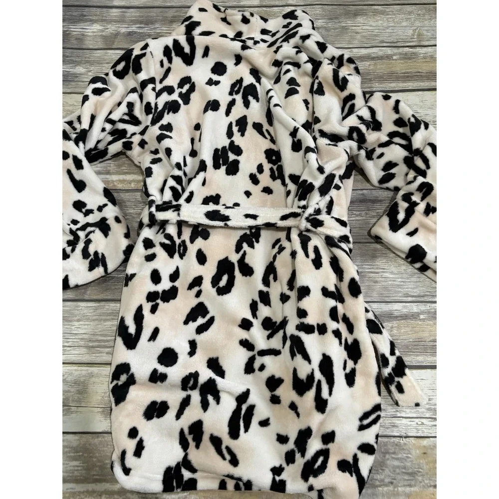 SOMA Wildest Dreams‎ Short Plush Animal Print Tie Bathrobe Size L/XL Gorgeous
